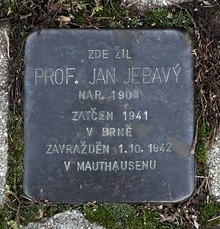 Stolperstein: uctění památky obětí okupace - J. Jebavý