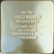 Kámen zmizelého: uctění památky oběti holocaustu – F. Keller