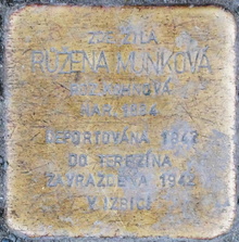 Stolperstein: uctění památky oběti okupace - R. Munková
