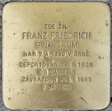 Kámen zmizelého: uctění památky oběti holocaustu - F. F. Grünbaum
