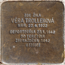 Kámen zmizelého: uctění památky oběti holocaustu - V. Trollerová