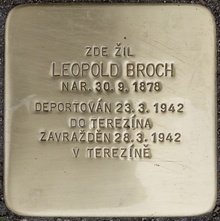 Kámen zmizelého: uctění památky oběti holocaustu - L. Broch