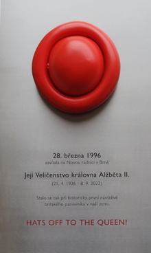 pamětní deska: Návštěva královny Alžběty II. v Brně